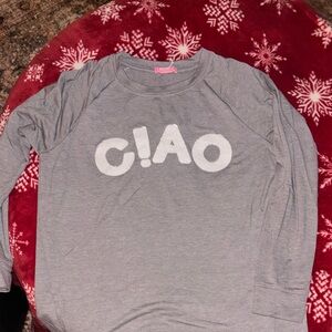 Gray Long Sleeve Shirt with 'CIAO' Print
